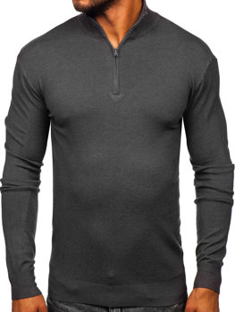 Антрацитовий чоловічий светр з коміром-стійкою Bolf MM6007