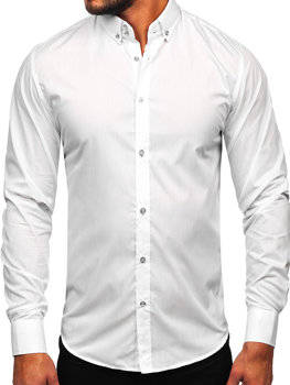 Біла елегантна чоловіча сорочка з довгим рукавом Bolf 5821-1