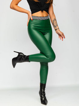 Зелені жіночі легінси зі штучної шкіри Bolf MY16572