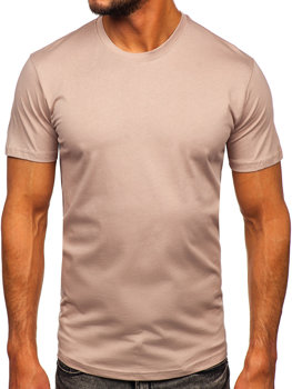 Світло-коричнева бавовняна чоловіча футболка без принту Bolf 0001