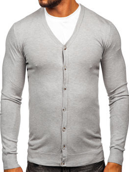 Сірий чоловічий светр кардиган Bolf MM6006