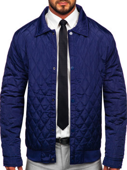 Темно-синя стьобана демісезонна чоловіча куртка Bolf M13081
