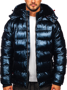 Темно-синя стьобана куртка чоловіча зимова Bolf 6905
