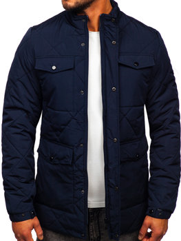 Темно-синя стьобана чоловіча демісезонна куртка Bolf 22M15