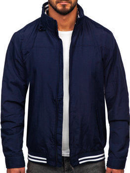 Темно-синя чоловіча демісезонна куртка з прихованим капюшоном Bolf 5M3101