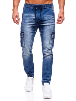 Темно-сині чоловічі джинси джоггери-карго Bolf MP0130BS