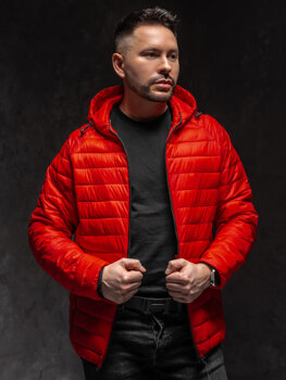 Червона чоловіча стьобана демісезонна куртка Bolf 13021A1