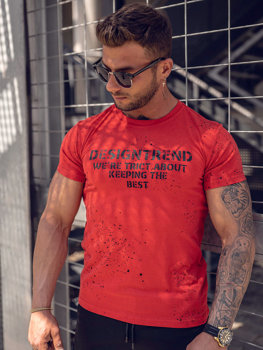 Червона чоловіча футболка з принтом Bolf 8T232