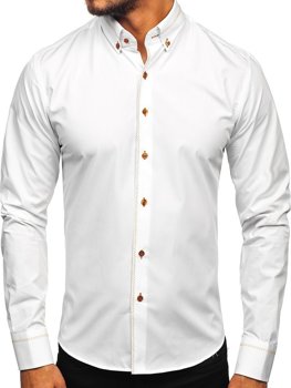 Чоловіча елегантна сорочка з довгим рукавом біла Bolf 6964