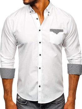 Чоловіча сорочка елегантна з довгим рукавом біла Bolf 4711