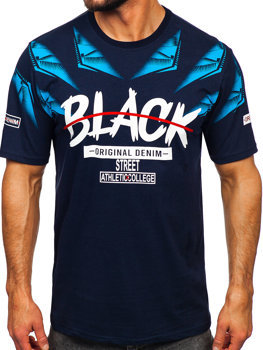Чоловіча футболка з принтом темно-синя Bolf 14208