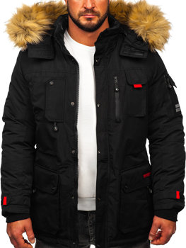 Чорна куртка чоловіча зимова парка Bolf 5M791