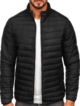 Чорна чоловіча стьобана демісезонна куртка Bolf R9002
