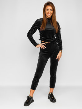Чорний жіночий велюровий спортивний костюм Bolf 7511