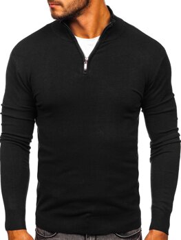 Чорний чоловічий светр з коміром-cтійка Bolf YY08