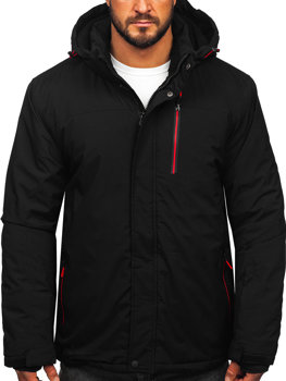 Чорно-червона лижна куртка чоловіча зимова спортивна куртка Bolf 7097