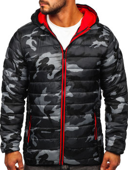Чорно-червона чоловіча демісезонна спортивна камуфляжна куртка Bolf SM83