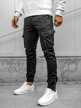 Чорні тканинні чоловічі штани джоггери-карго Bolf 77322A