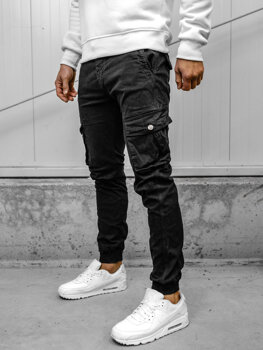 Чорні тканинні чоловічі штани-джоггери карго Bolf JM5502A