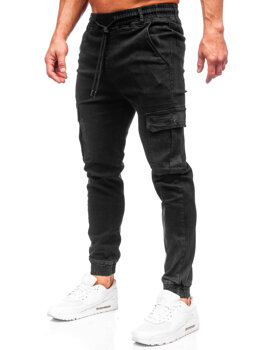 Чорні чоловічі джинси джоггери-карго Bolf 8128