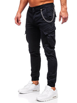 Чорні чоловічі тканинні штани джоггери-карго Bolf SK850