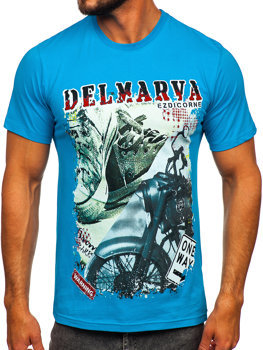 Men's Cotton Printed T-shirt Turquoise Bolf 143008