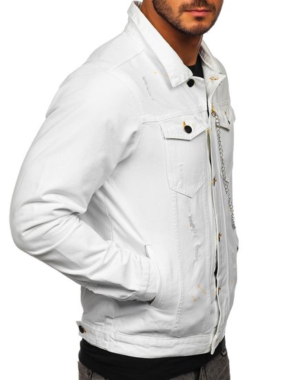 Біла джинсова чоловіча куртка Bolf 3-4