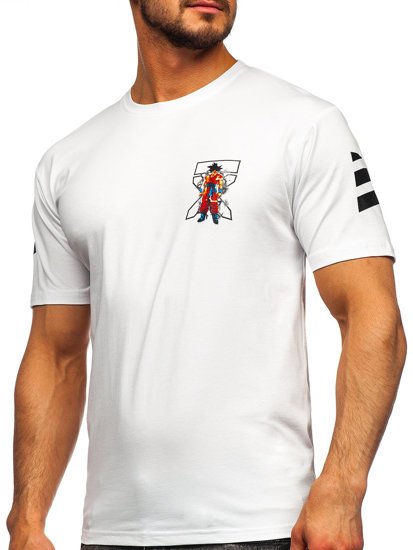 Біла чоловіча футболка з принтом Bolf 14404