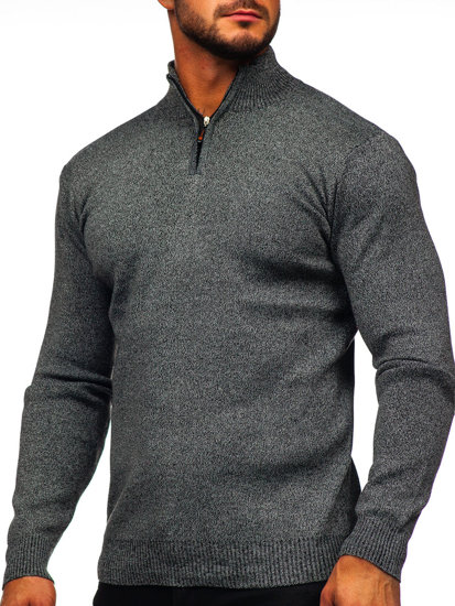 Графітовий Чоловічий светр з коміром cтійка Bolf S8274