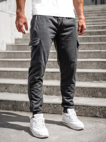 Графітові чоловічі трикотажні штани джоггери-карго Bolf JX5068A