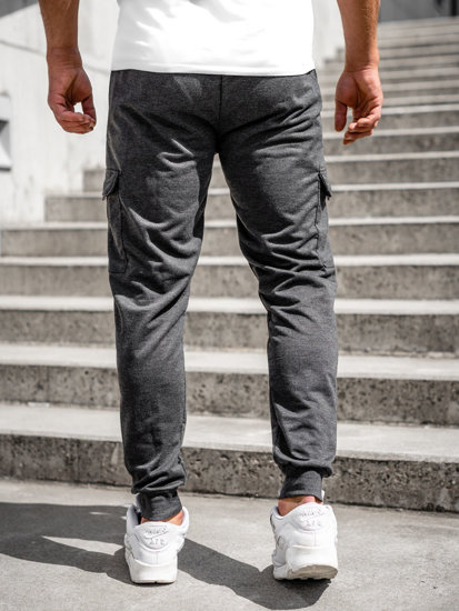 Графітові чоловічі трикотажні штани джоггери-карго Bolf JX5068A