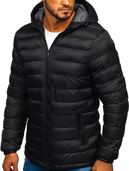 Куртка чоловіча демсезонна спортивна стьобана чорна Bolf JP1101