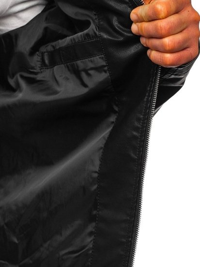 Куртка чоловіча шкіряна чорна Bolf 1129