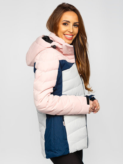 Рожева зимова жіноча куртка з капюшоном Bolf B2378