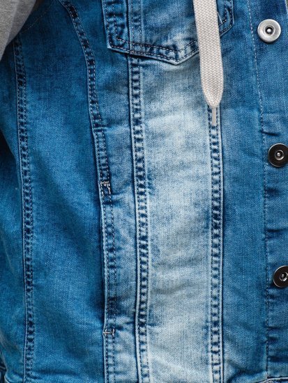 Синя чоловіча джинсова куртка з капюшоном Bolf 10350