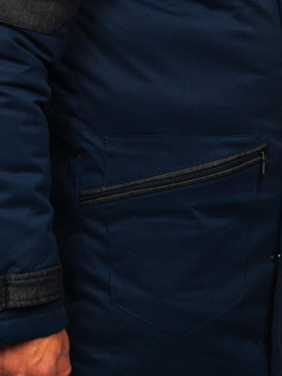 Темно-синя чоловіча зимова куртка парку Bolf 22M116