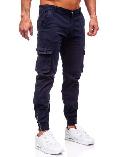 Темно-сині чоловічі джинсові джоггери-карго Bolf J679