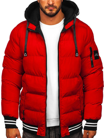 Червона чоловіча зимова стьобана куртка Bolf 7322