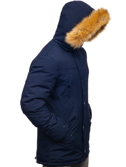 Чоловіча зимова куртка парку темно-синя Bolf 1972