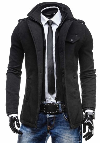 Чоловіче пальто чорне Bolf 8853C