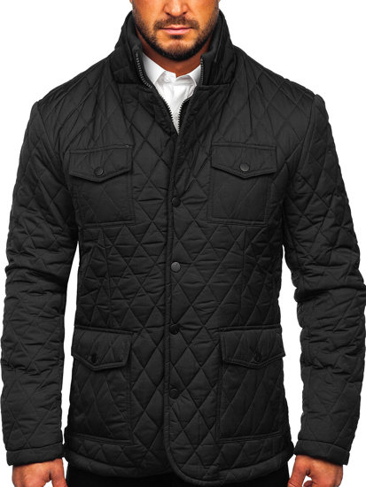 Чорна елегантна чоловіча стьобана куртка Bolf 802