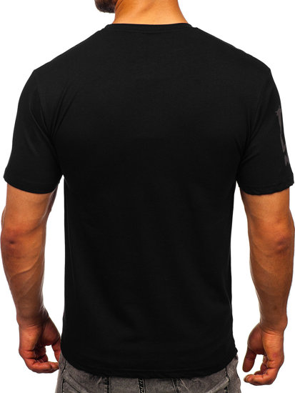 Чорна чоловіча футболка з аплікаціями Bolf 192378