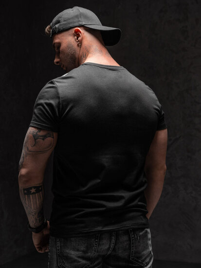 Чорна чоловіча футболка з принтом Bolf Y70006