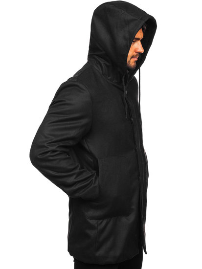 Чорне чоловіче зимове пальто з капюшоном Bolf 79B3-197