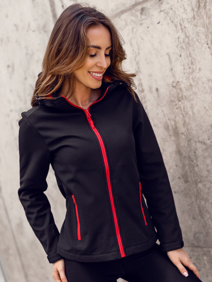 Чорно-червона жіноча демісезонна куртка софтшелл Bolf HH018