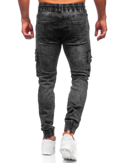 Чорні чоловічі джинси джоггери-карго Bolf TF109