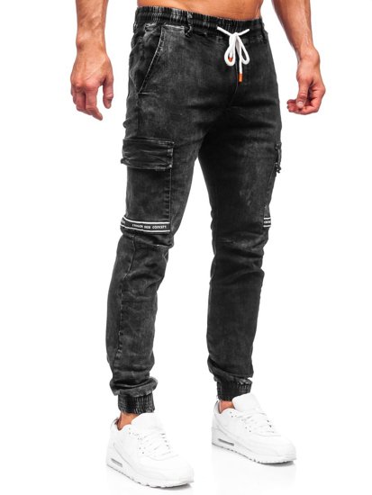 Чорні чоловічі джинсові джоггери-карго Bolf T371