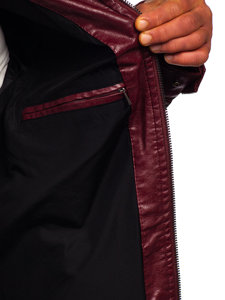 Бордова шкіряна чоловіча байкерська куртка Bolf 2003