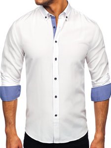 Біла чоловіча сорочка з довгим рукавом Bolf 20719