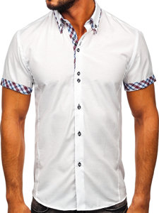 Біла чоловіча сорочка з коротким рукавом Bolf 6540
